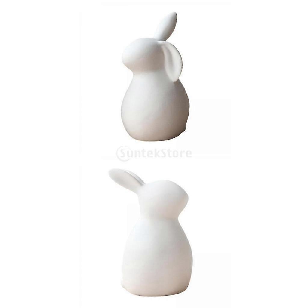 2x Easter Bunny Figurines Collectible Figures Rabbit Statue