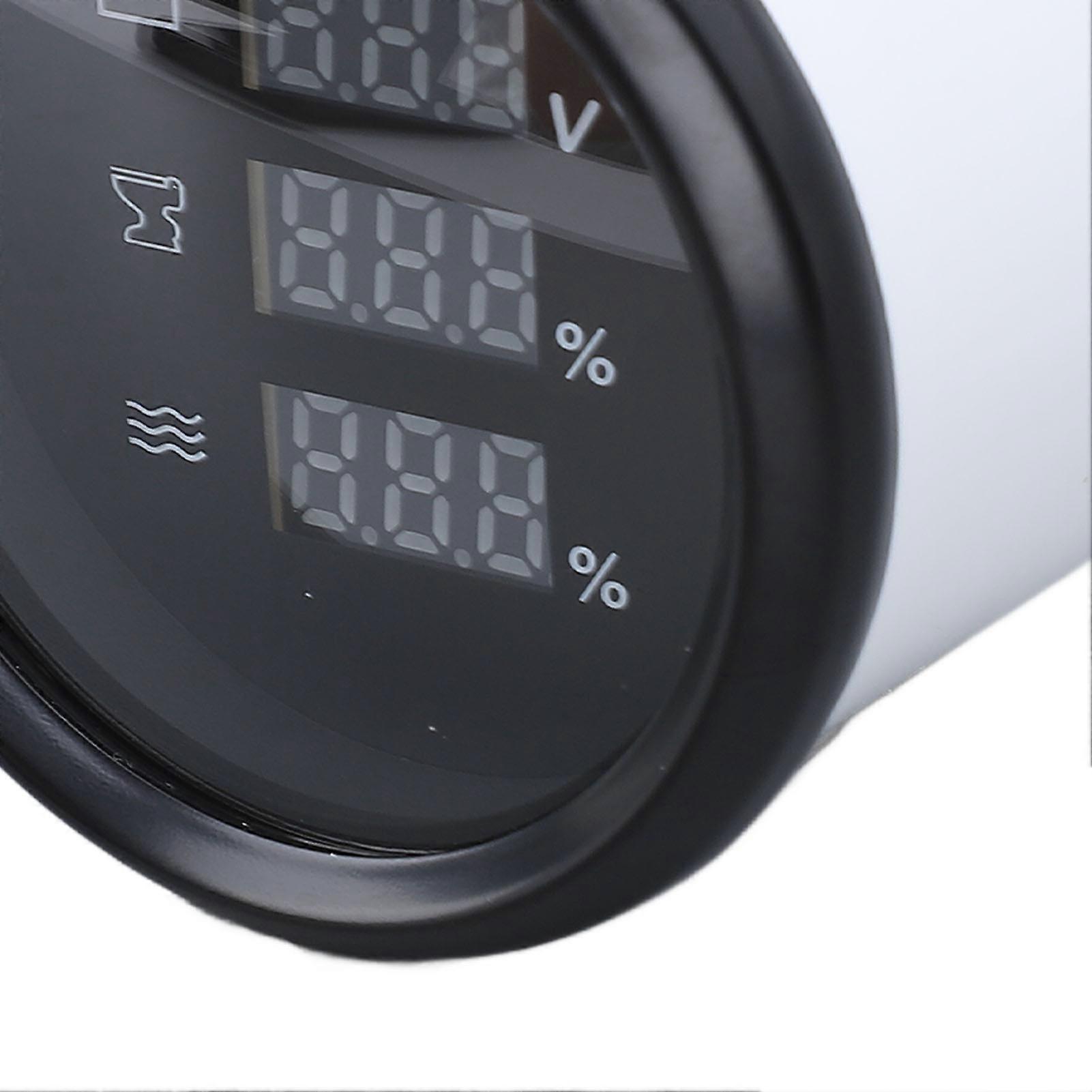 52mm Digital Voltage Sewage Water Level Gauge Waterproof Red Backlight Secure Connection Sewage Water Level Voltmeter for Boat Yacht RV 9 to 32VDC Bla