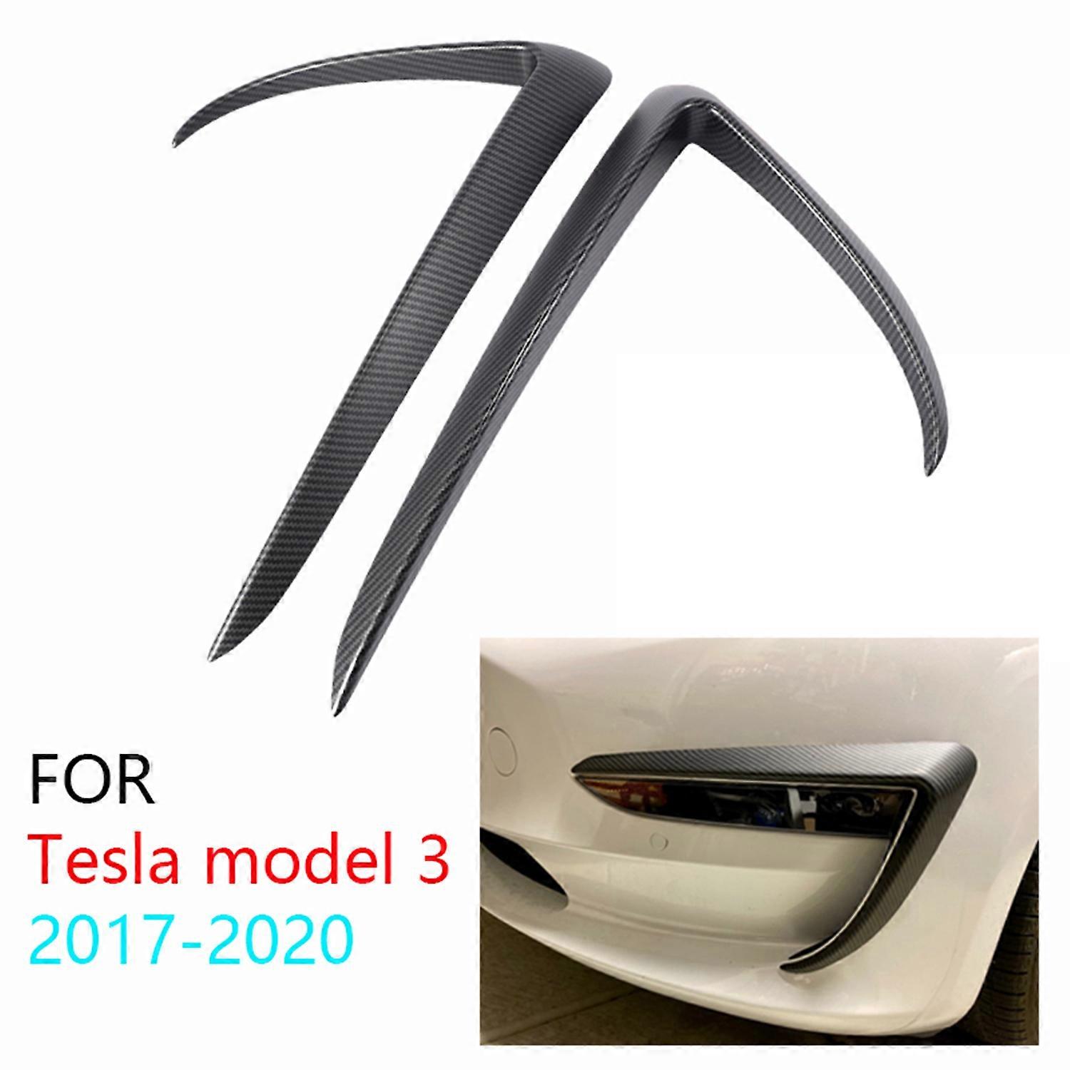 Matte Carbon Fiber Front Blade Trim Front Bumper Lip Splitter Fog Light Trim for 2017-2020