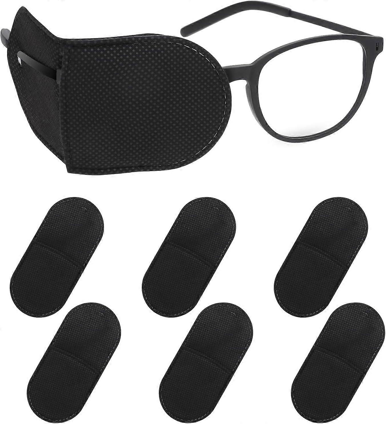 6Pcs Glasses Eye Patch Black Eye Patch for Glasses Non-Woven Fabric Reusable Eye Patches for Lazy Eye Amblyopia Strabismus