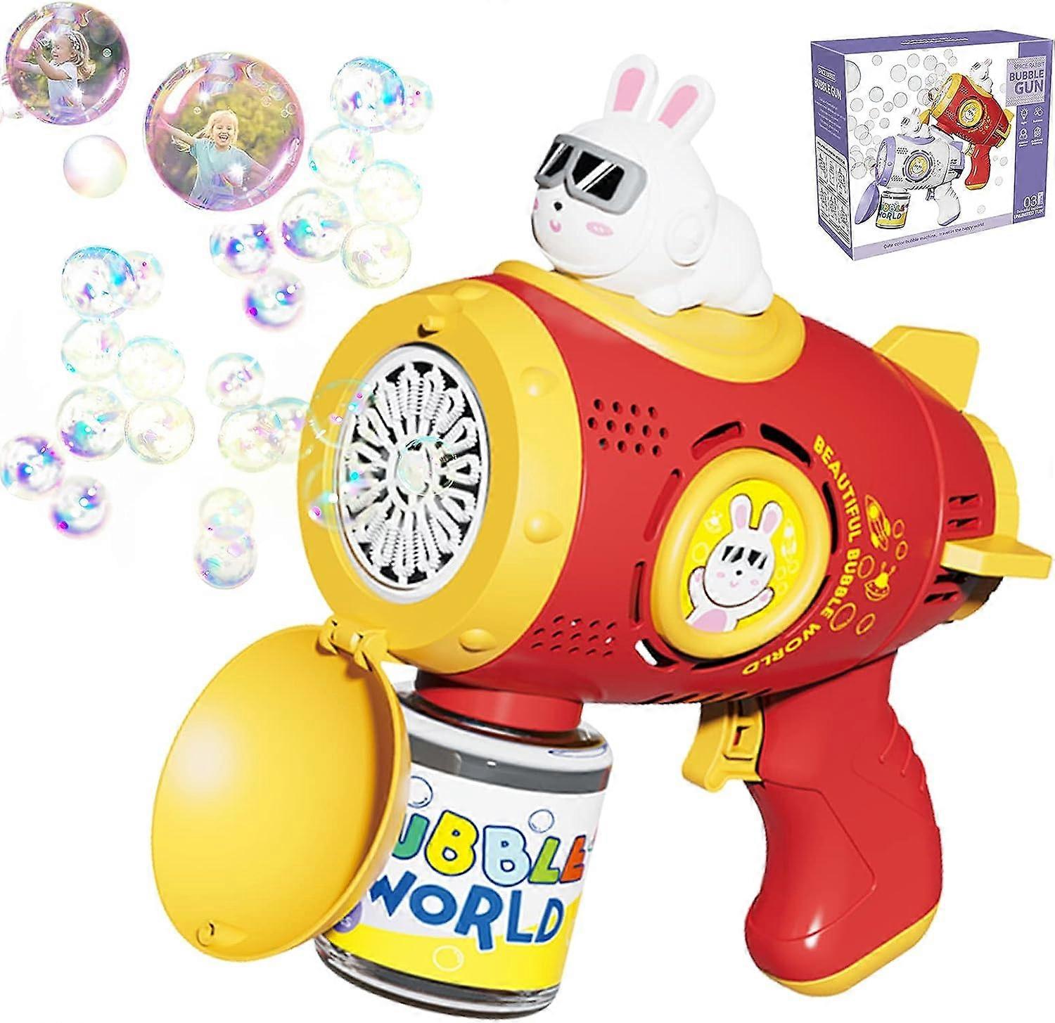 Bubble Gun For Kids, Rabbit Shaped Bubbles Maker Blower Toy, 15 Holes Automatic Bubble Maker Machine with LED Lights, Bubbles Making Toy For Children