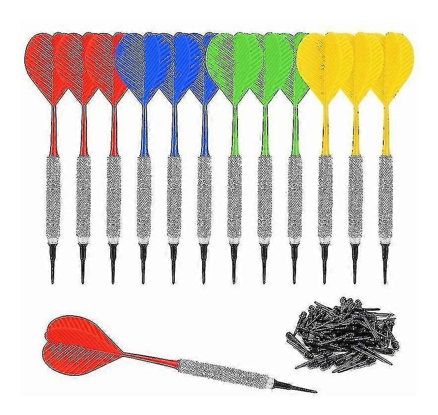 Dart Set With 100 Extra Soft Tips,saf Soft Darts(red,yellow,blue,green)(12pcs)