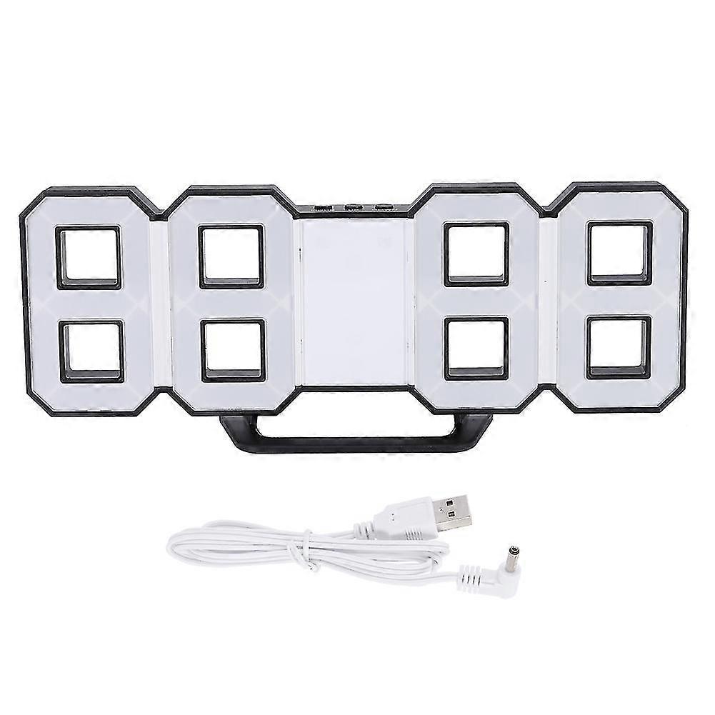 Digital Led Large 3d Table Hanging Wall Clock Alarm Snooze Clock With Black Shell Home Decorblue