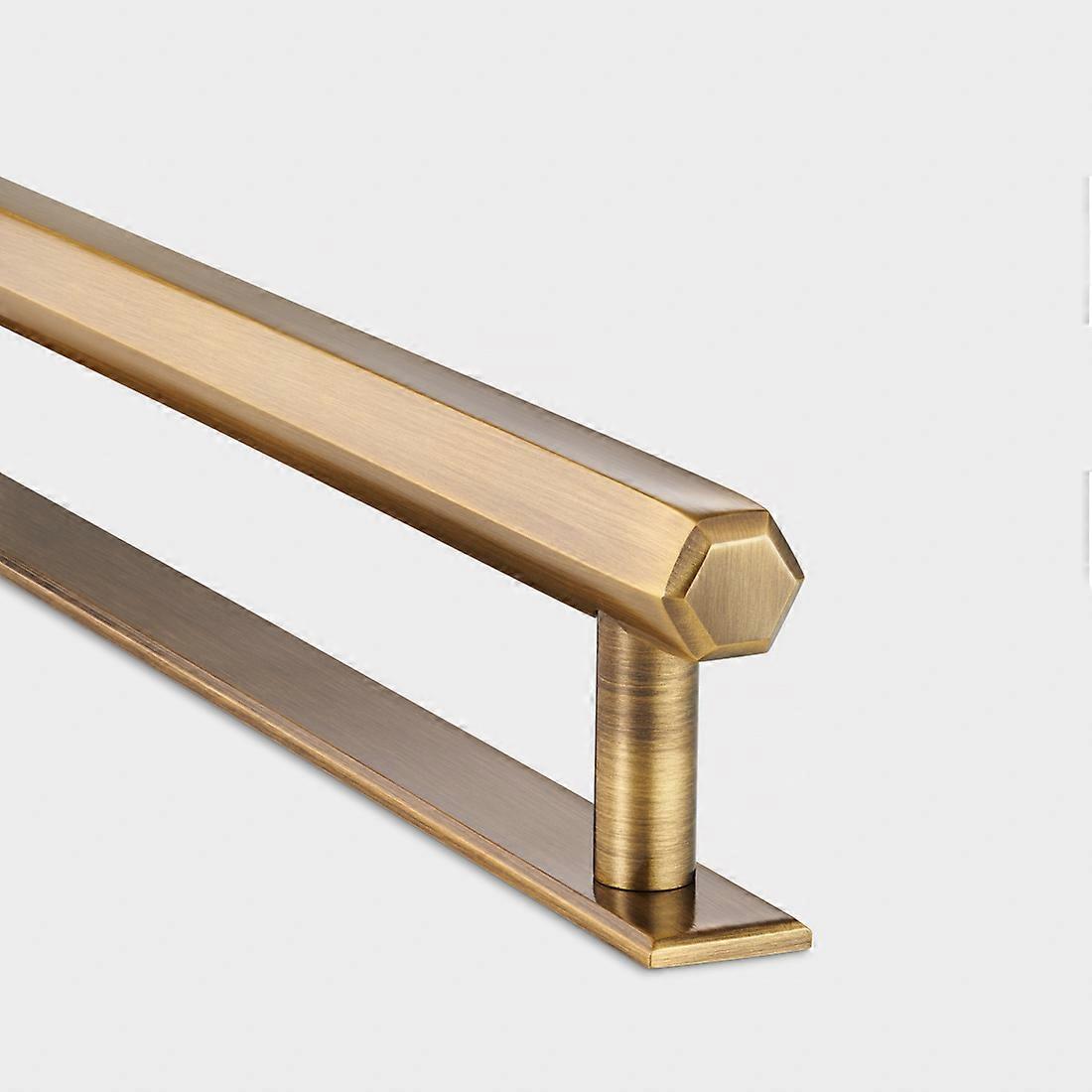 Brass Hexagonal Cabinet Handles with Backplate in Antique Gold - 384mm