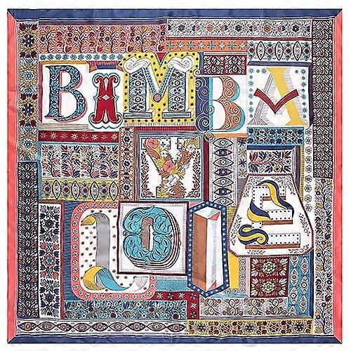 Letter Print Twill Scarfs | Designer Big Silk Scarves | Silk Twill Print Scarf - Big