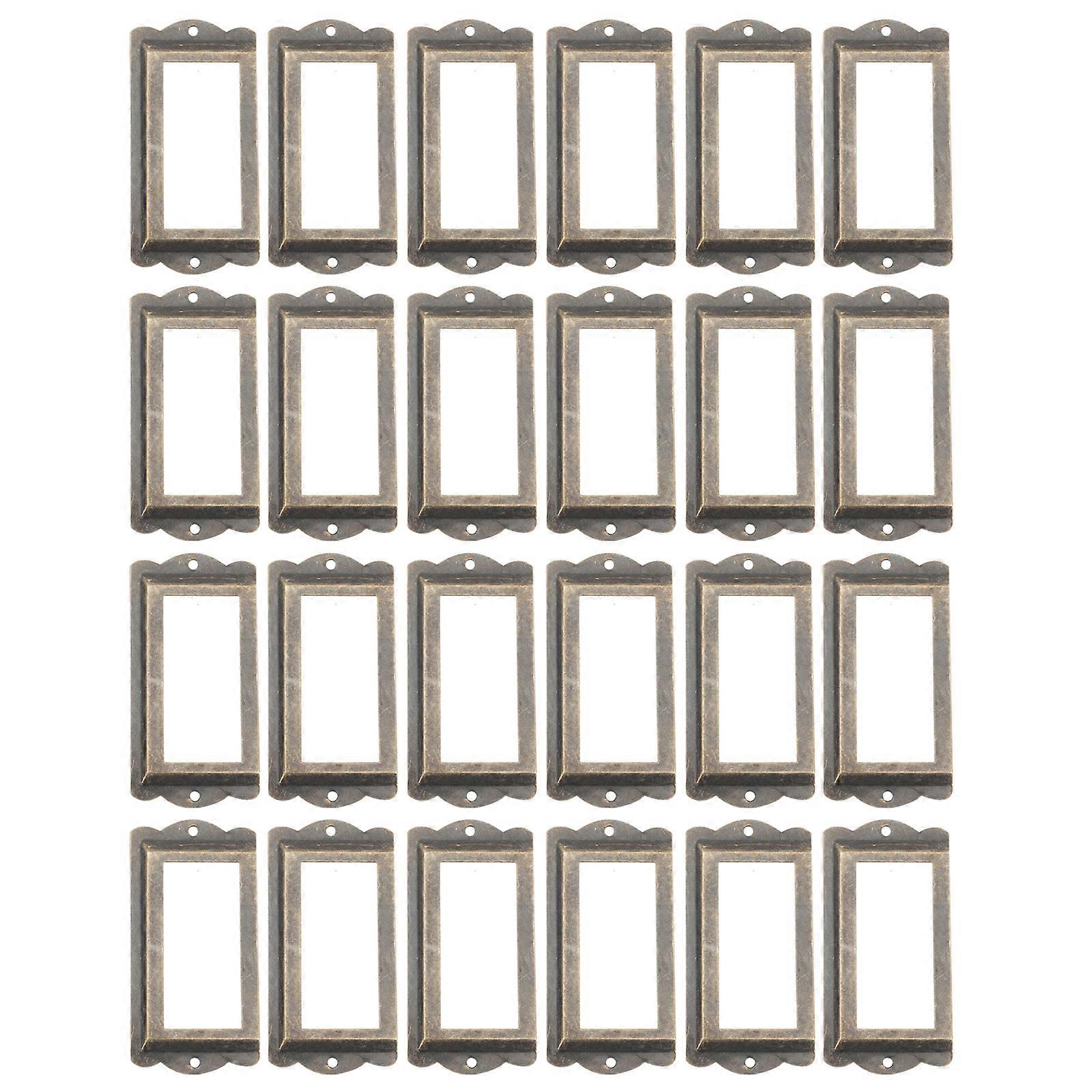 24pcs Metal Label Holder Frames Antique Drawer Cabinet Label Frames Label Holder