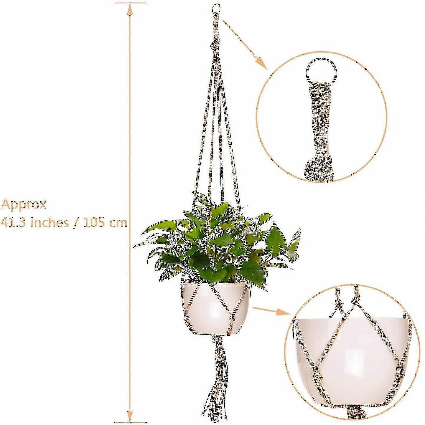 2個105cmと2個90cmハンギングロープマクラメ植木鉢ホルダーガーデンデコレーション