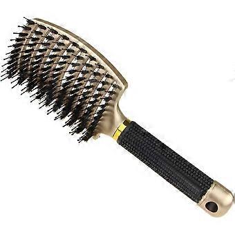 Boar Bristle Hairbrush, Thick Curved And Airy Detangling Hair Brush Comfortable And Long-lasting Anti-static Massage