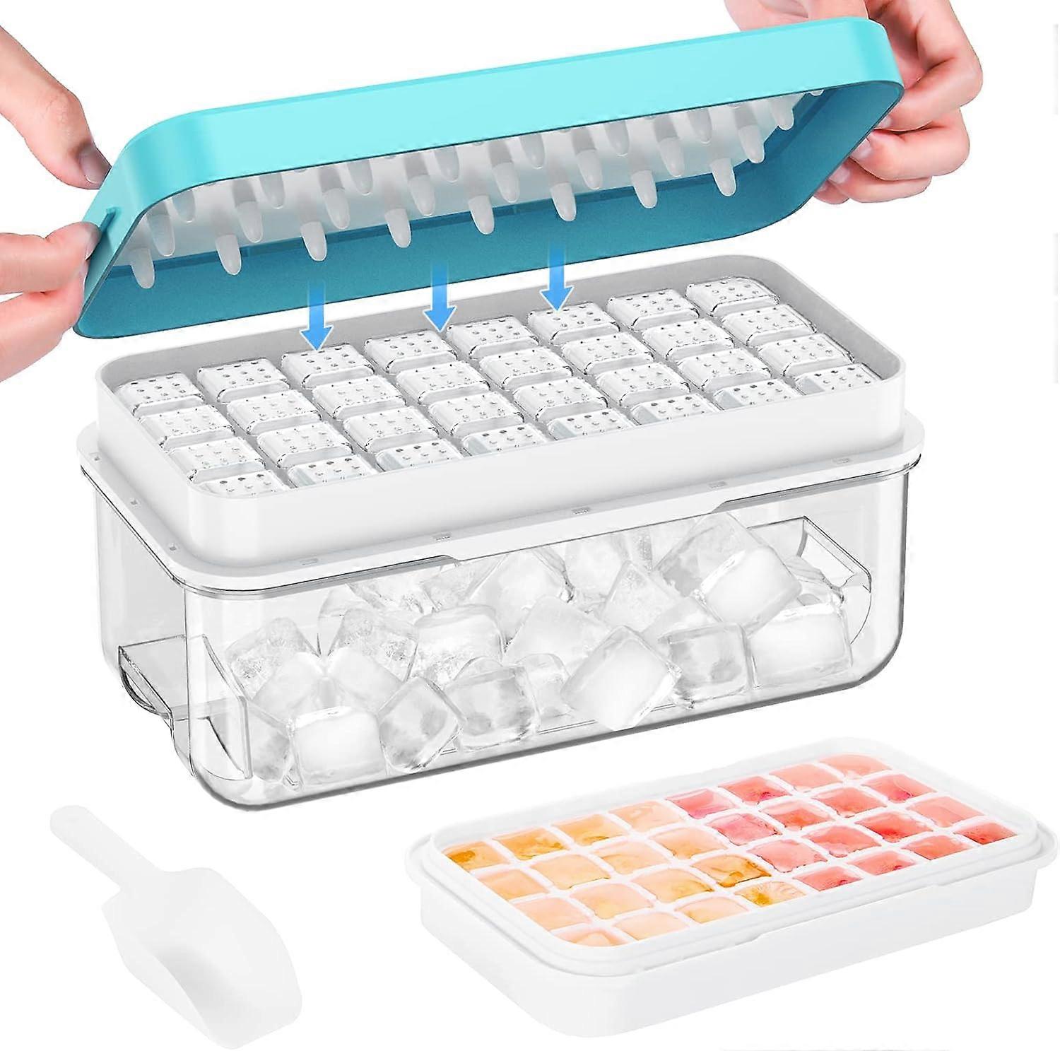 Ice Cube Tray with Lid and Bin,Ice Cube Tray Mold,Ice Freezer Container,Spill-Resistant Removable Lid & Ice Scoop,for Whiskey,Cocktail