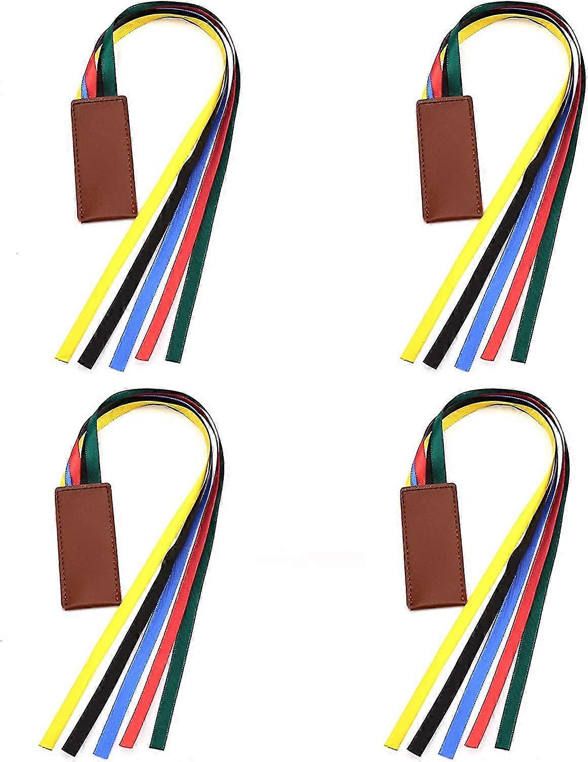 4pcsリボンブックマークレザーレットブックマーク5カラフルなリボン付きブックマーカー本小説聖書読書オフィスアクセサリー-jkshd