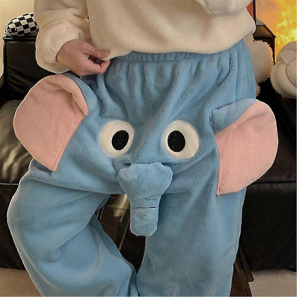 Erkek Bayan Fil Hortumu 3d Flanel Pijama Pantolon Unisex Çift Komik Karikatür Hayvan Kış Sıcak Rahat Rahat Yumuşak Ev Pantolon Pjs Pijama