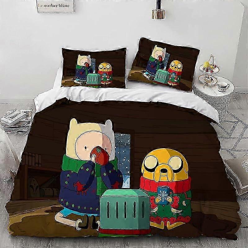 طقم مفروشات N142 BedBeds Adventure Finn - مريح وخفيف الوزنطقم مفروشات كرتوني من 3 قطع (متوفر بأحجام متعددة) (1 غطاء لحاف و 