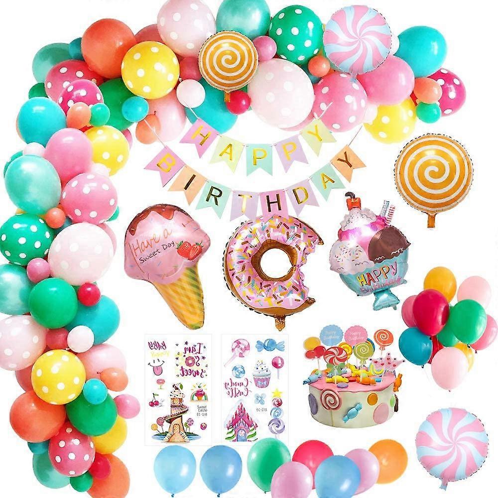 Dww-Girl's Birthday Decorations, Girls' Birthday Kit with Happy Birthday Banner, Frozen Candy Balloons, Reusable Birthday Candyland