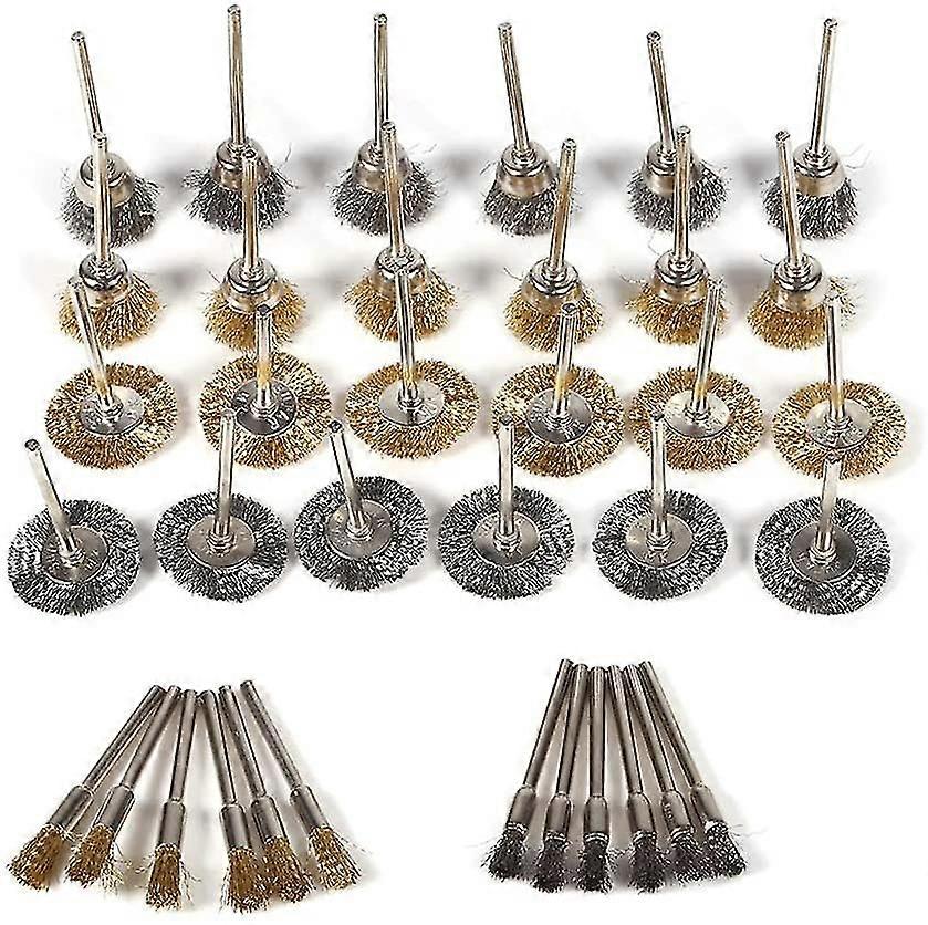 Garosa 36pcs Brass Polishing Brush Set Wire Brush Set For Drill Tools Stainless Steel Wire Drilling Complete Kit Rotary