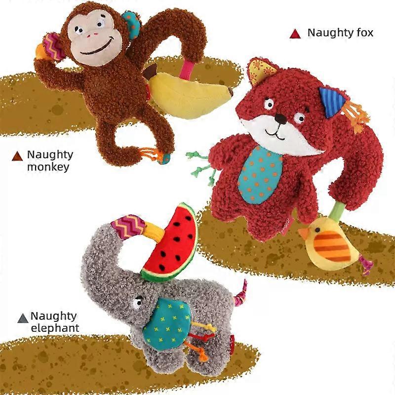 Plush Squeak Dog Toy Fleece Durable Chewing Pet Molar Toy Chew Squeaky Whistling Involved Monkey Elephant Dog Toys