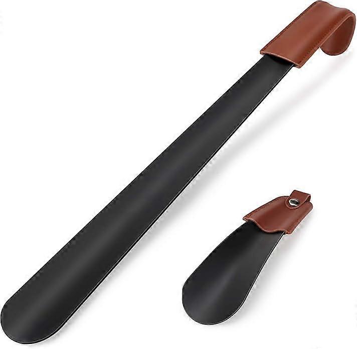 Shoe horn with long handle, 42 cm + 16 cm leather upper