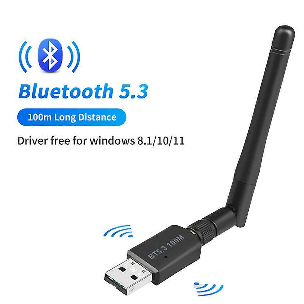 USB Bluetooth 5.3 Adapter 100M Remote Adapter Key 3Mbps PC Driver Windows 11/10 Mouse Keyboard Audio Receiver