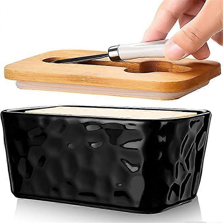 Butter Dish, Porcelain Butter Dish With Knife And Lid, Upgrade Airtight Large
