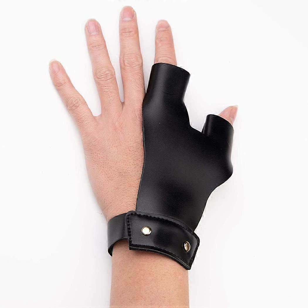 Arrow Gloves Archery Leather 2 Finger Longbow Protective Gear Guard For Left Hand(Black)(1Pcs)