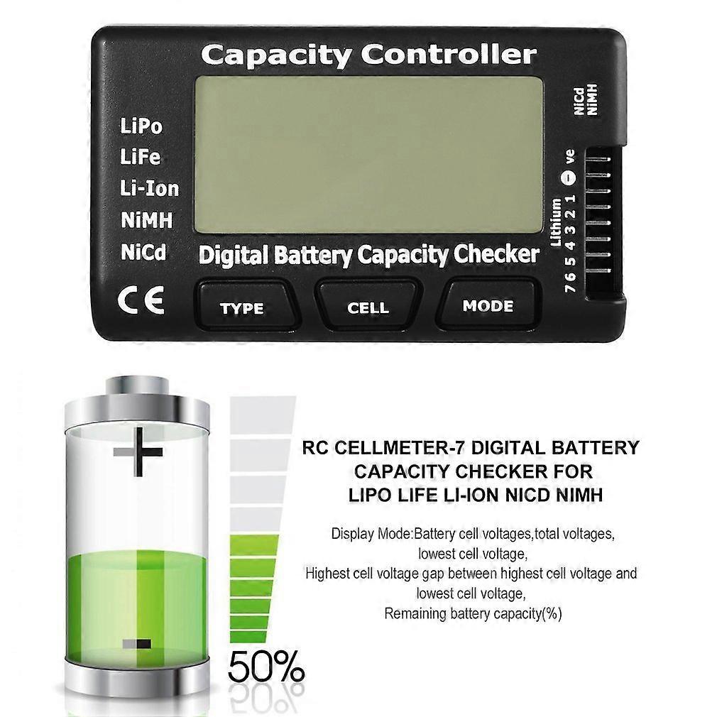 RC CellMeter-7 Digital Battery Capacity Checker LiPo LiFe Li-ion Nicd NiMH Battery Voltage Tester Checking