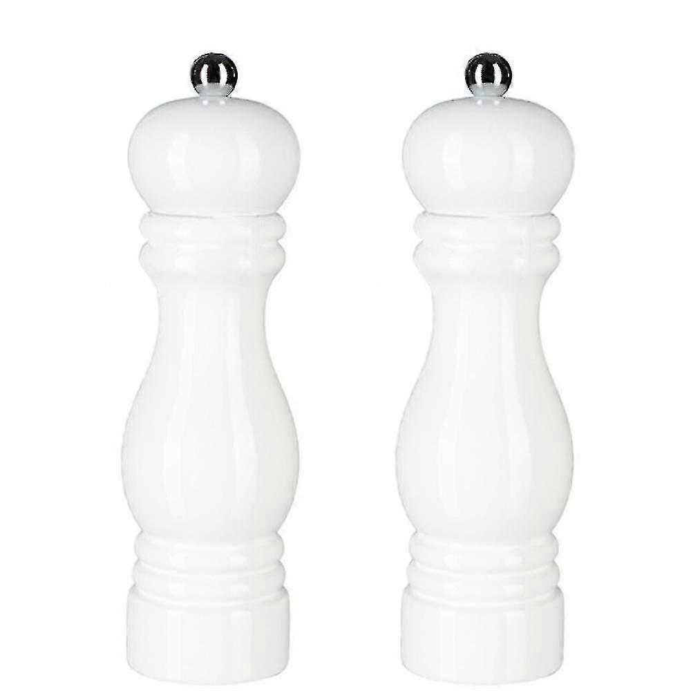 Conjunto de moedor de sal e pimenta, moinhos de pimenta manuais com grossura ajustável, moinhos de especiarias recarregáveis-branco