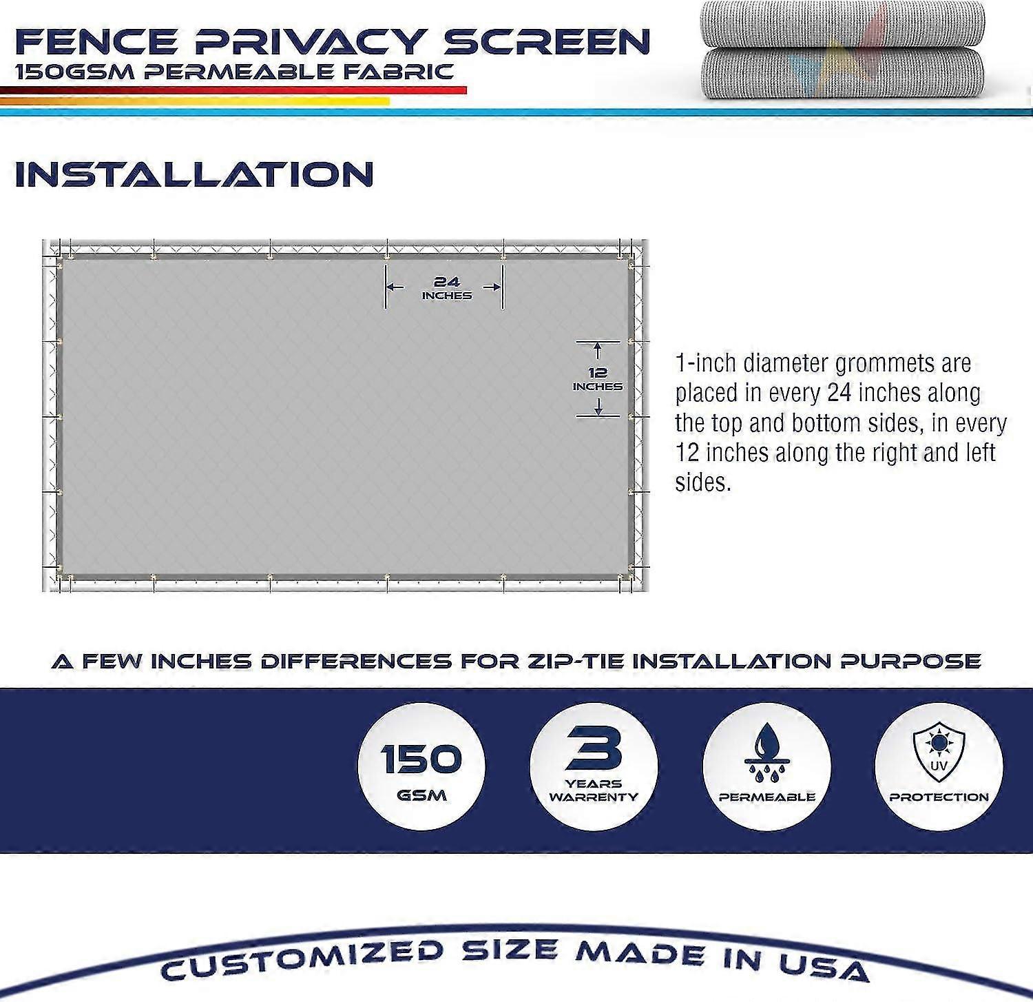Cliselda Windscreen Privacy Fence Screen – Heavy Duty Mesh Shade Net, 50ft Long, Multiple Widths