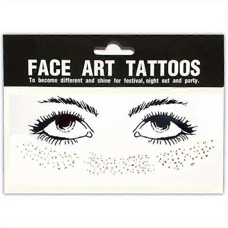 JUNGE * وشم وجه مؤقت مقاوم للماء منش محظور ملصقات ماكياج ملصقات العين وشم وهمي ذهبي متلألئ تاتو للجسم الوجه مسمار Y2K