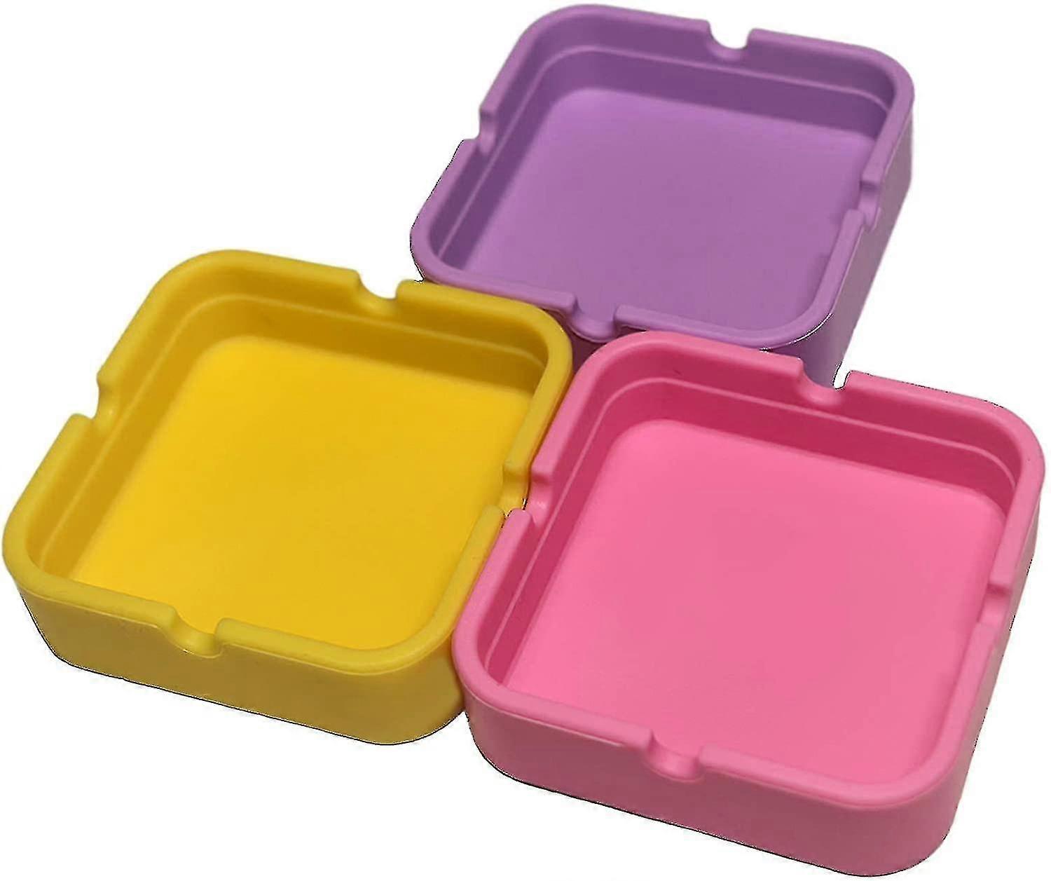 Square Silicone Ashtray For Cigarettes - 3 Pack Cute Ash Tray