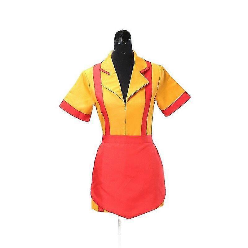Serie TV Donna Cameriere Abito Cosplay Max Nero Sexy Uniforme Tentazione Performance Costume Halloween Broke Girls Kat Dennings L Dress and apron