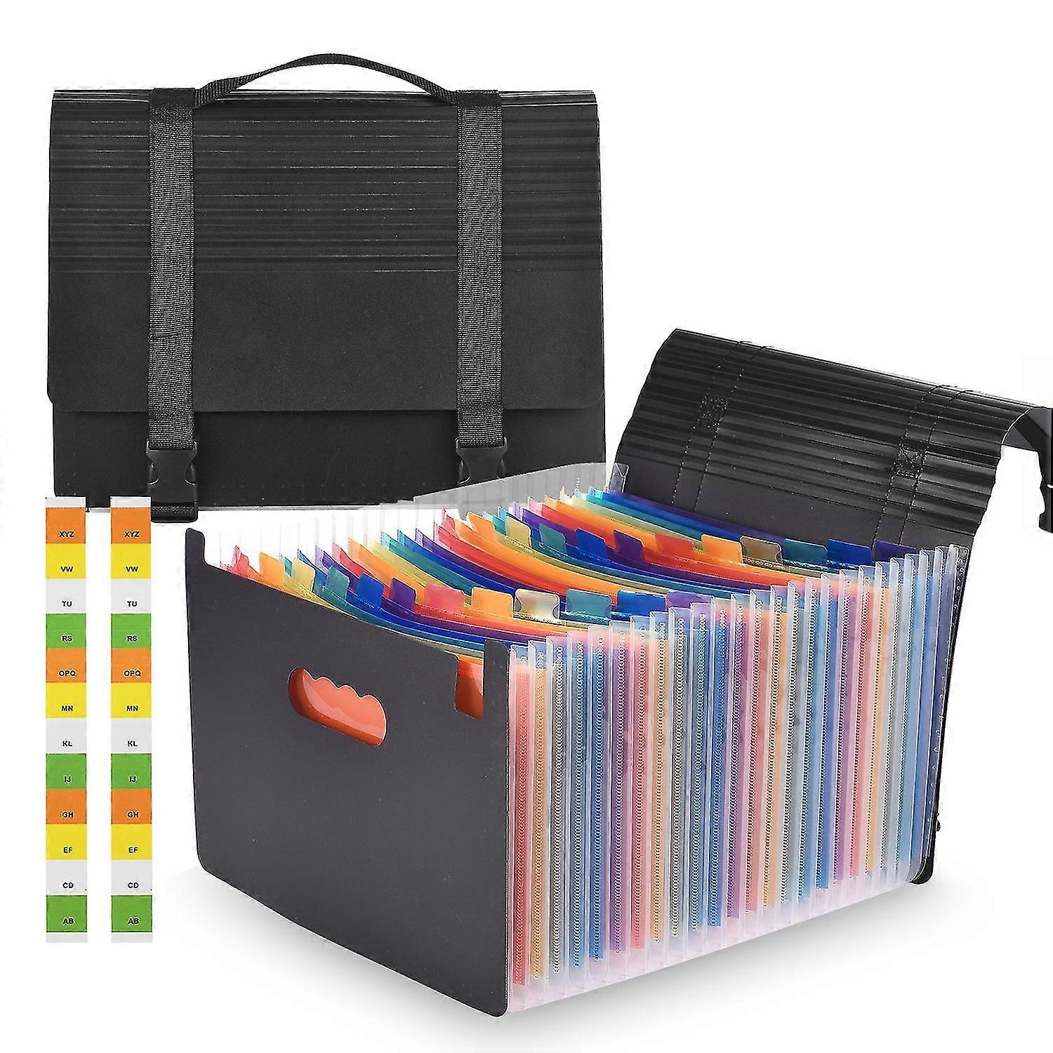 Accordian File Folder Organizer with Handle 24 Pockets Expanding File Case A4 Letter Size Document O
