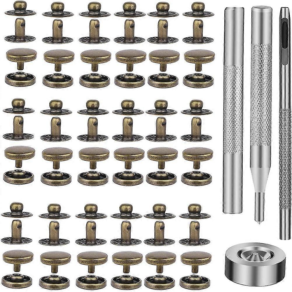 50 sæt Læder Snap Fastgørelsessæt Sort Metal Snap Knapper Rustfrit stål Båd Lærred Snaps Til S