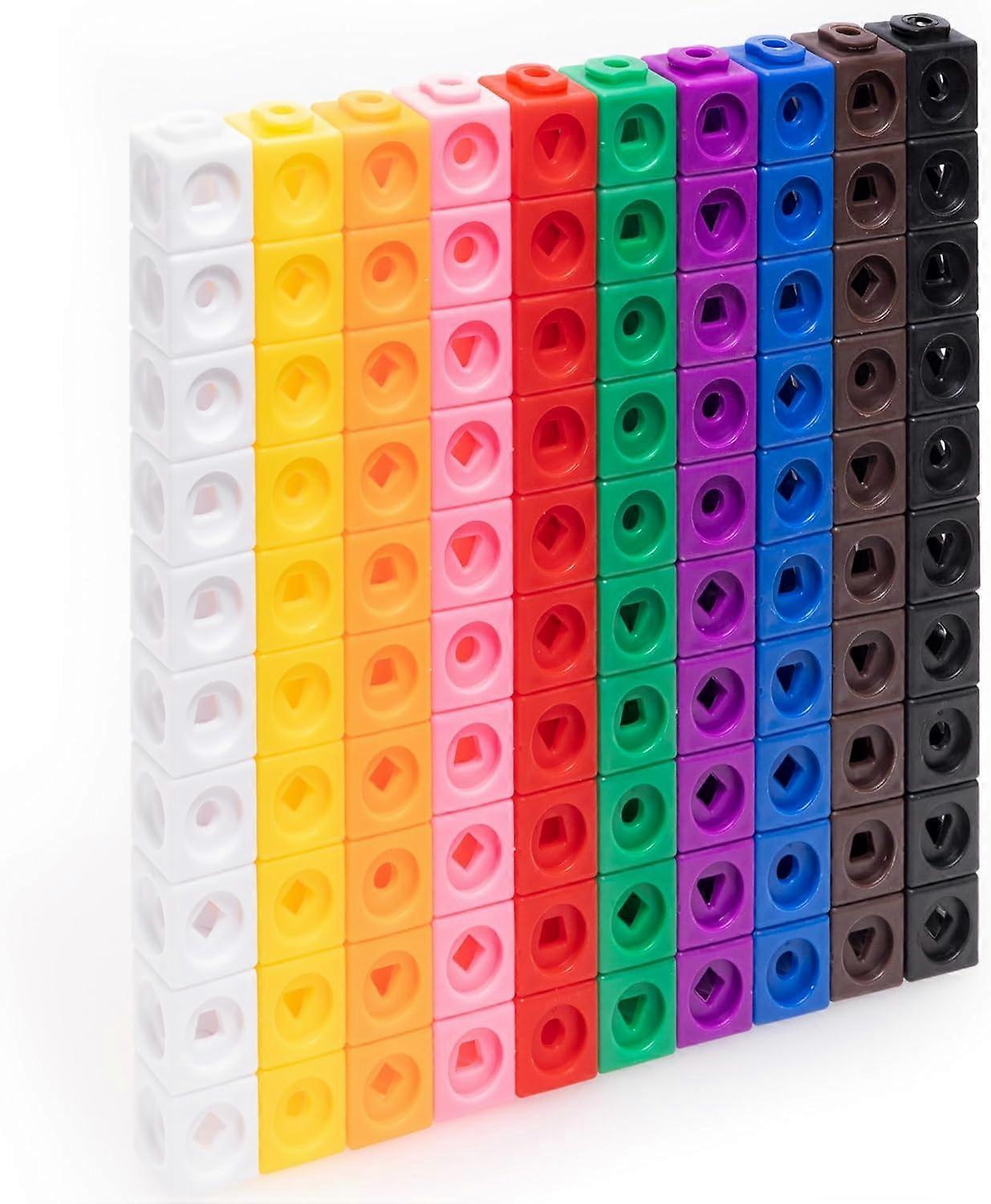 100-Piece Set of Fidget Linking Cubes for Early Learning and Maths, with 10 Colours and Geometric Shapes, Perfect for Classroom and Home