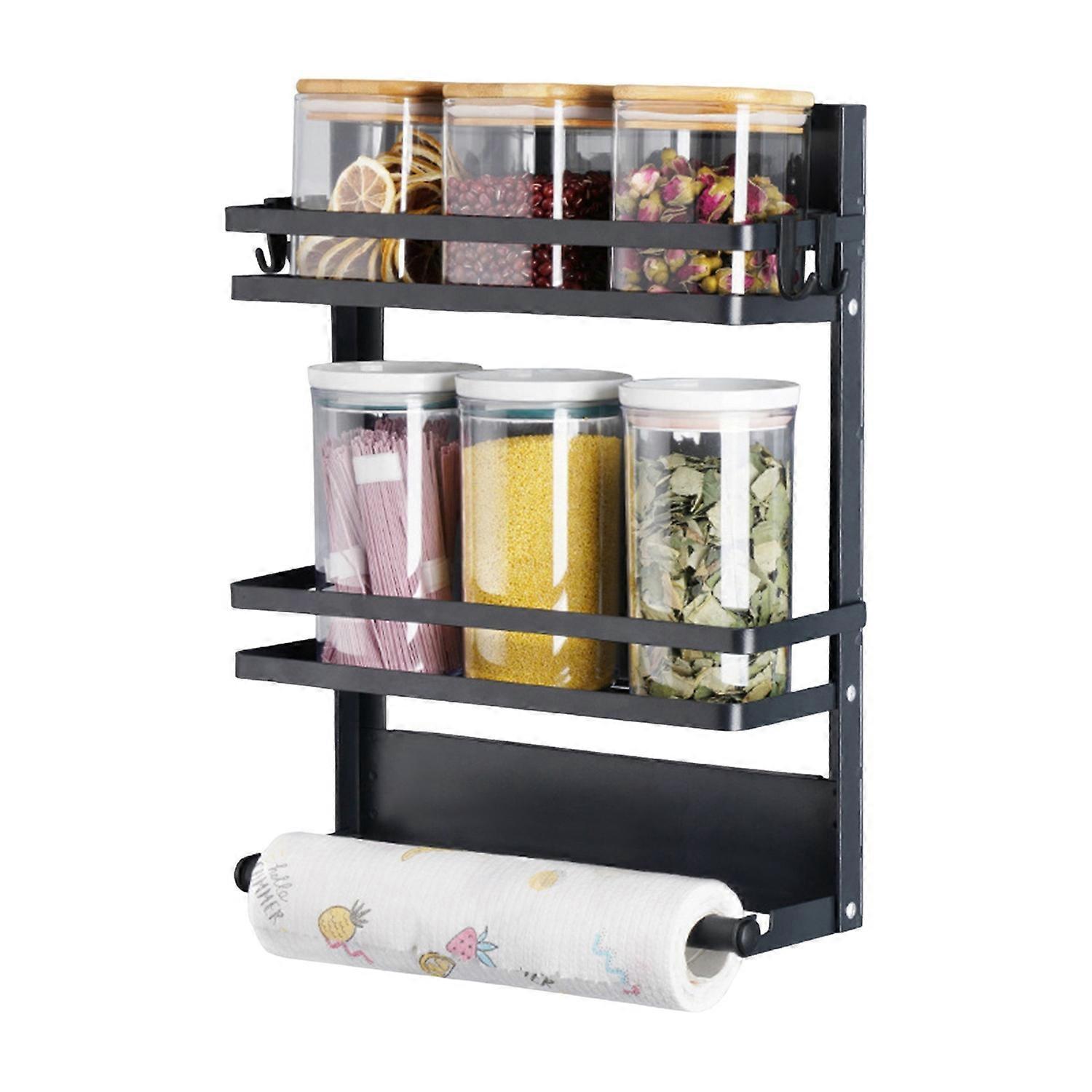Magnetic Storage Rack Single/Double Layer Rustproof Corrosion Resistant Guardrail Design Spice Rack
