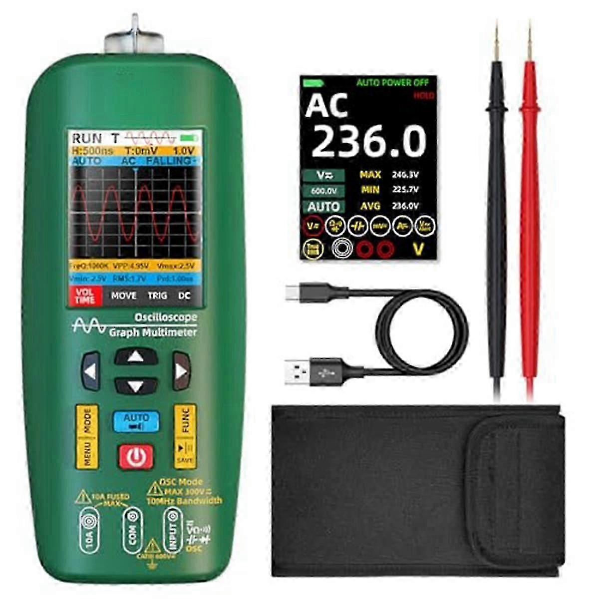 Handheld Digital Oscilloscope Multimeter Tester Rechargeable Waveform Generator Graph Scope Meter,f