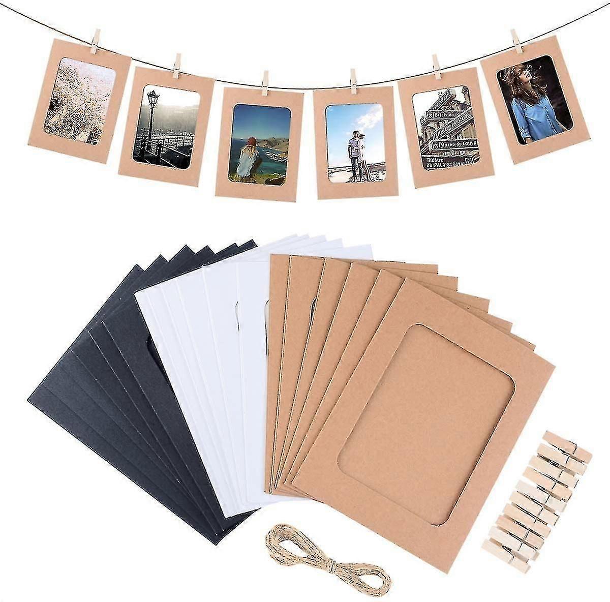 30pcs Hanging Photo Display Frames for 4x6in Photo, Kraft Photo Frames for Home Wall Decor
