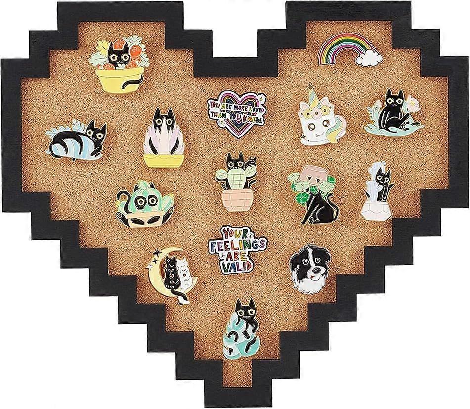 Pinnwand Pixel Herz Korktafel 0,8 Zoll dicke wandmontierte Korktafel Bulletin Display Board für Brosche Pin-Aufbewahrung Büro Home Festival Home Decor 9
