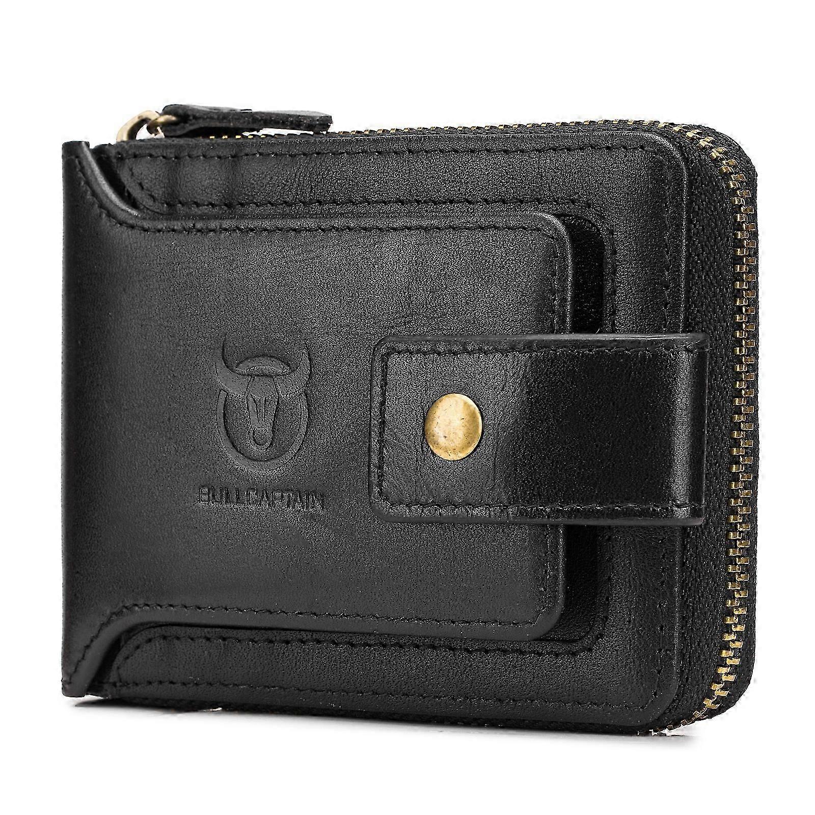 محفظة جلدية ثنائية الطي بسحاب للرجال، حقيبة سفر، هدية