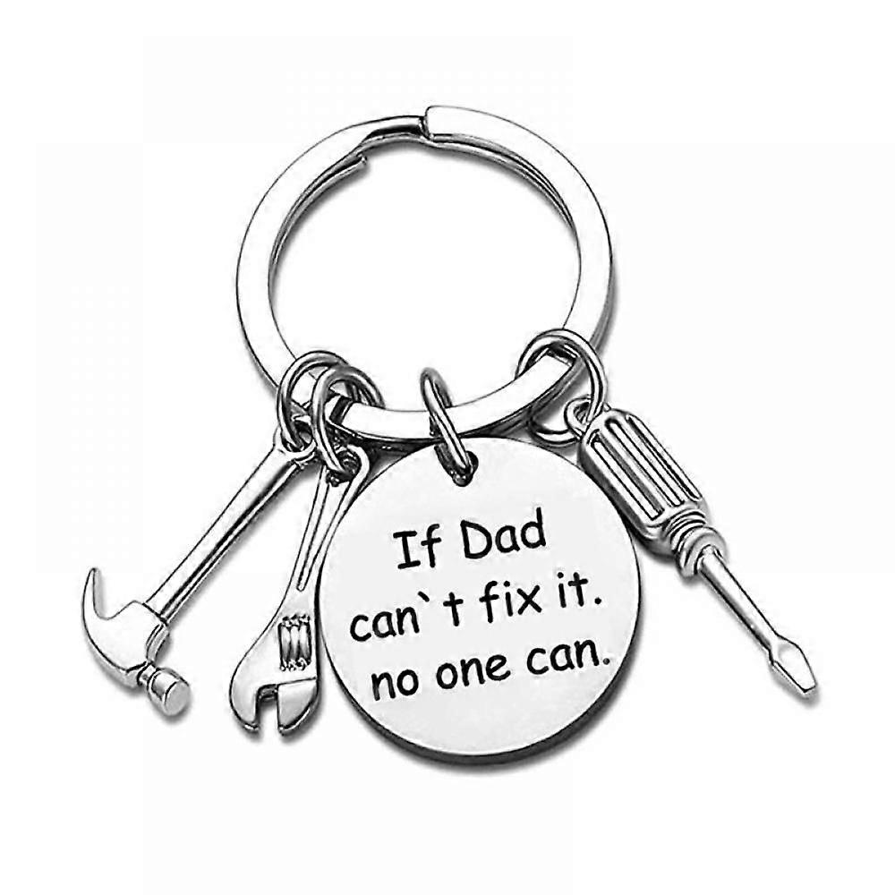 Dad Keychain Dad Gifts From Son Daughter Christmas Gift Keyring Father's Day Gift For Dad Papa Daddy (If dad can't fix it, no one can)