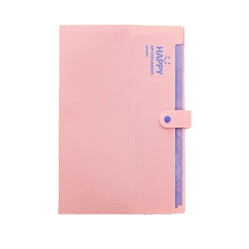 Simple Plastic A4 Paper File Folder Document Organiser 12 Pockets Office Case (Pink)