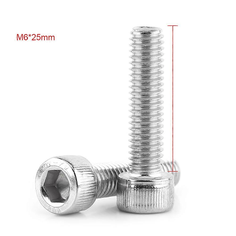 M6 SS304 Hex Socket Cap Head Threaded Screws Bolts Hardware Supply(M6*25)