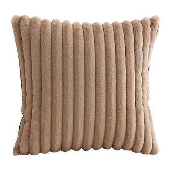 Throw Pillowcase Soft Plush Striped Pure Color Square Shape Bedroom Living Room Sofa Decoration Pillowcase Pillow Cover