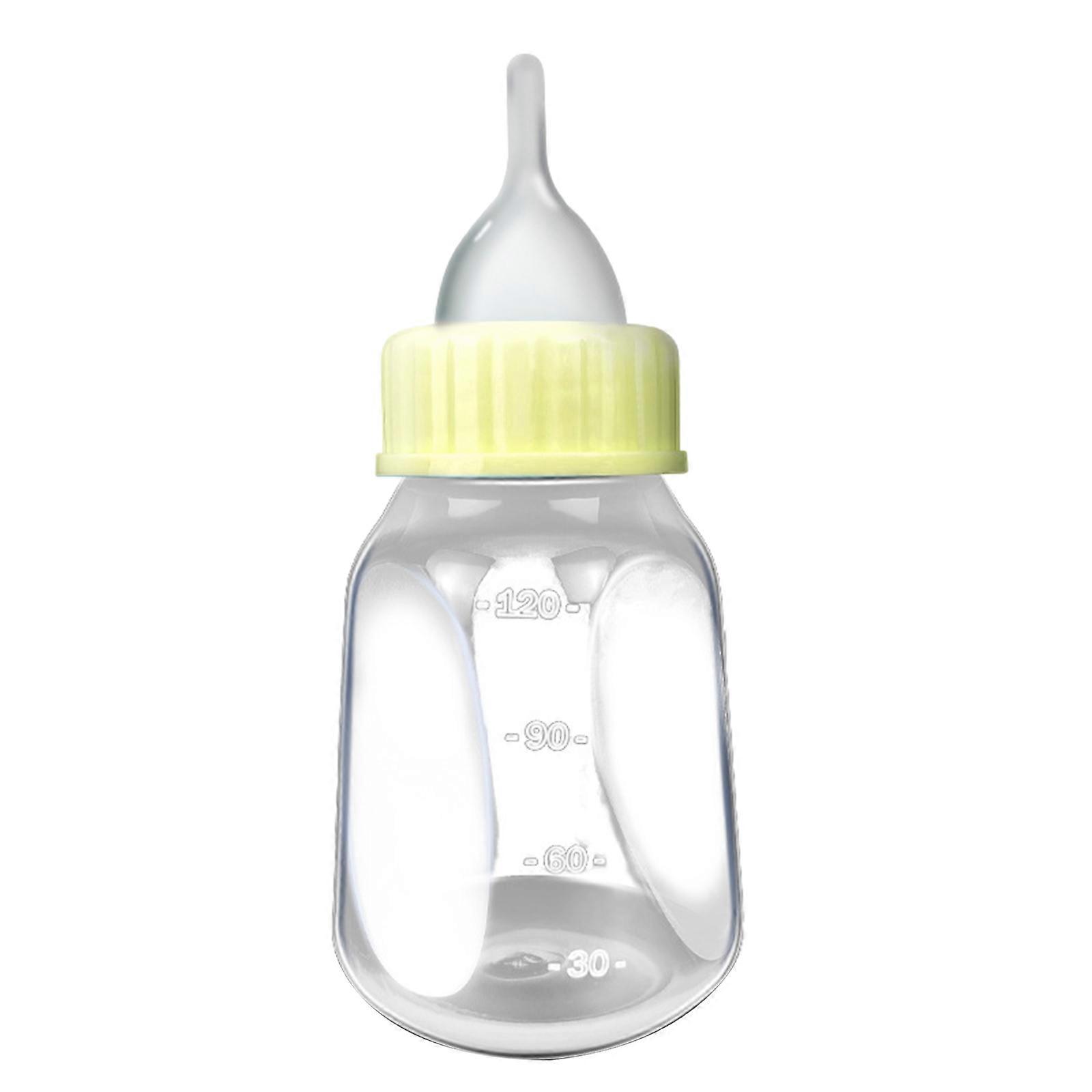 Kit d'allaitement pour chiots 4 pièces, biberon de lait de 113 ml, ligne d'étalonnage transparente, ouvre-trou de tétine en silicone, ensemble de brosses de nettoyage jaunes