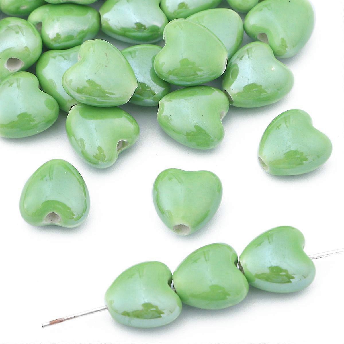 10Pcs 10*10mm Pick Color Peach Heart Ceramic Beads For Jewelry Making DIY Necklace Bracelet Earring
