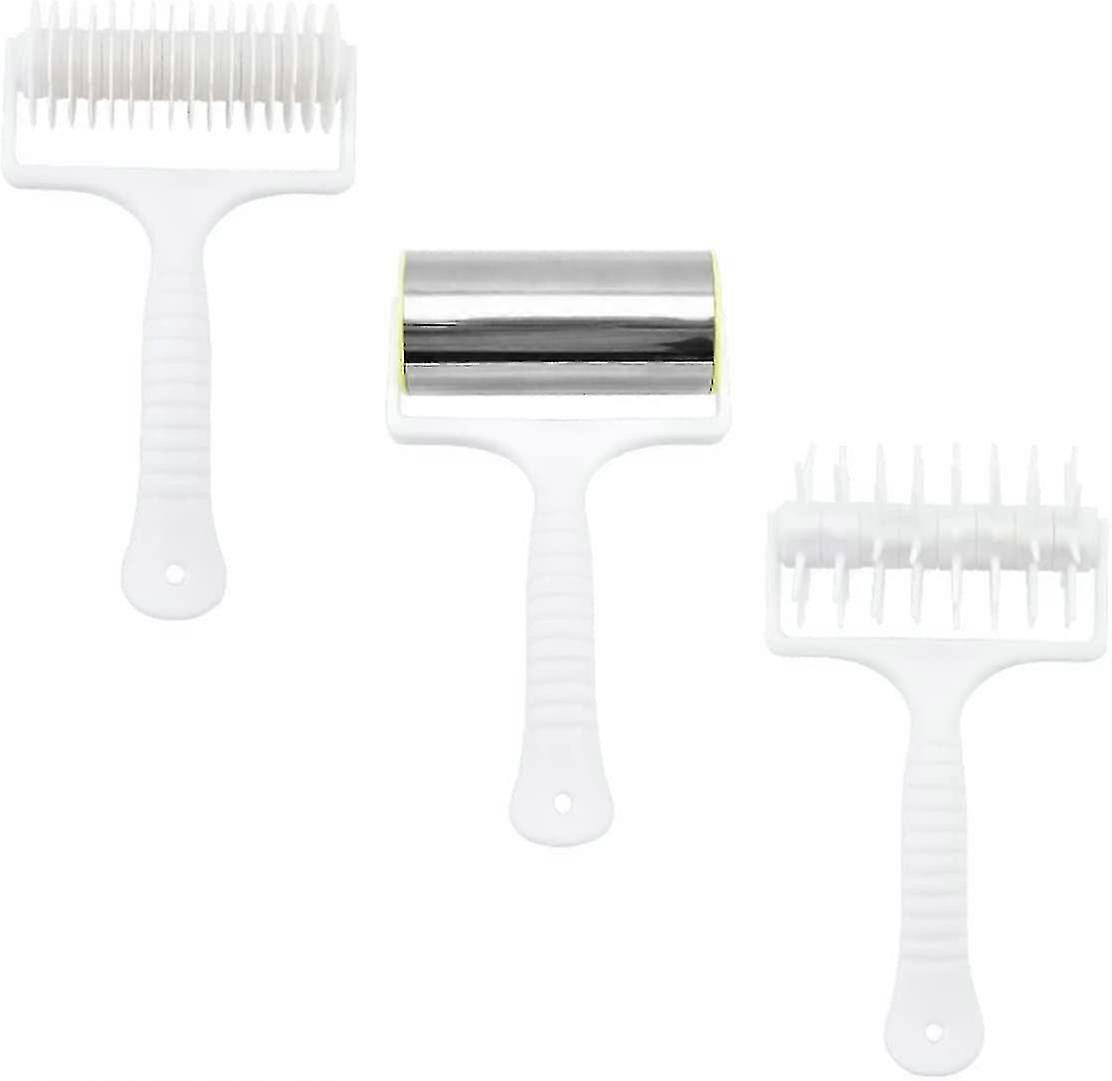 For Pizza Puncher - 3-Piece White Pie Dough Roller Tool Set