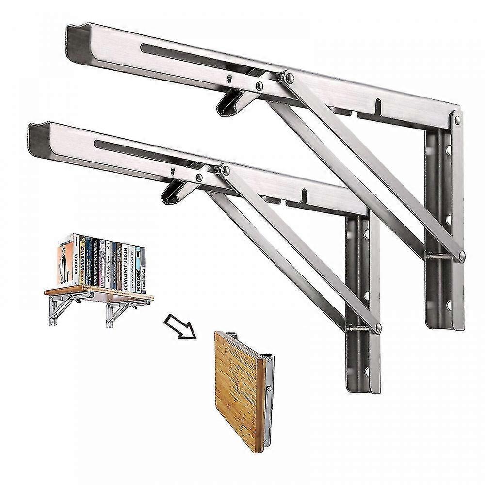 12 Inch Folding Shelf Brackets Stainless Steel Shelf Bracket Folding Brackets Wall Mounted 2pcs