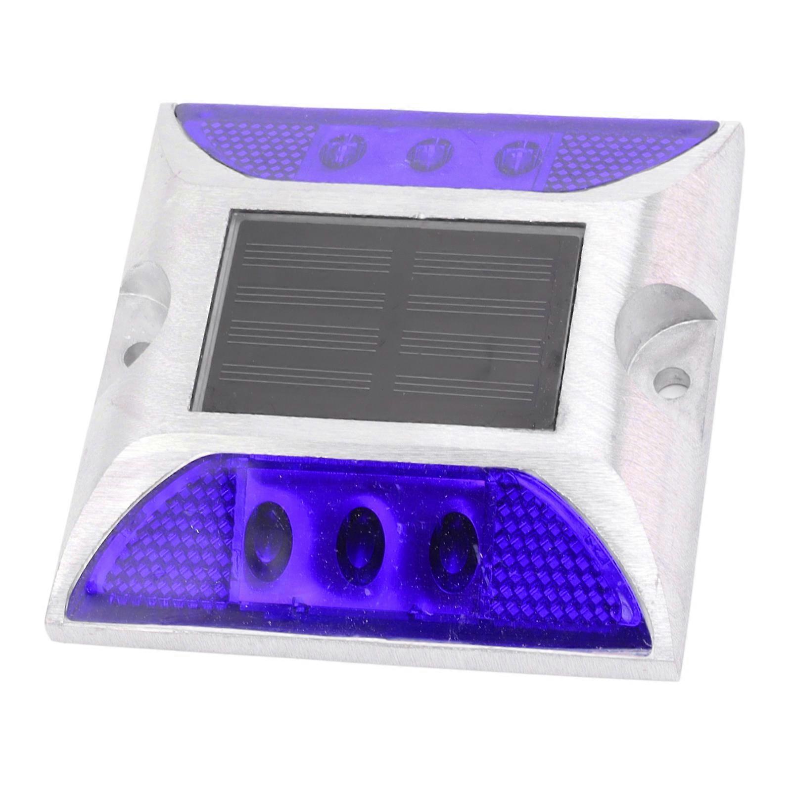 Solar Deck Light 6LED Solar Powered Driveway Light Highway Double Sided Reflective Lamp Blue 