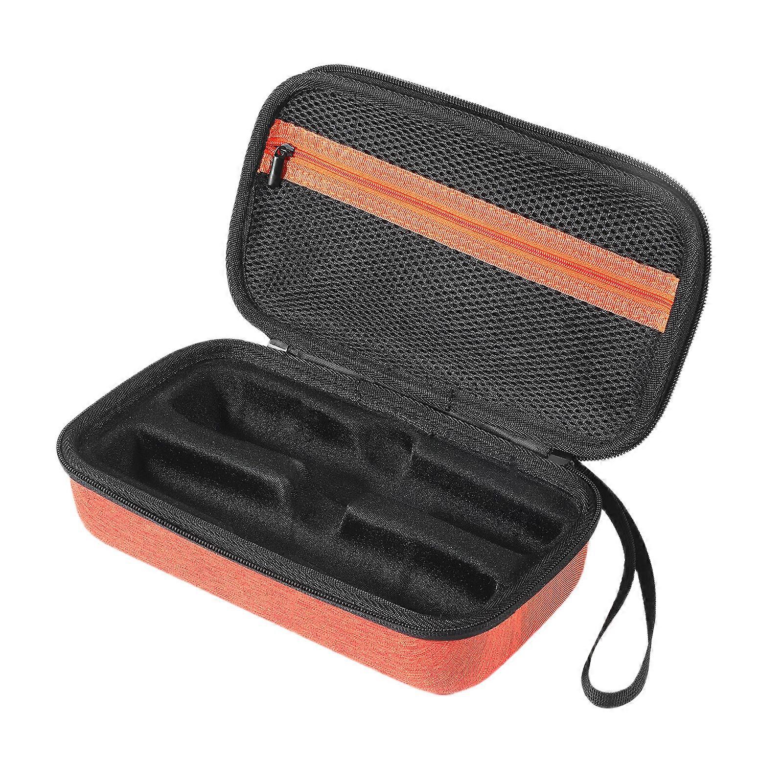 EVA Hard Shell Storage Case Wireless Microphone Splashproof Box Portable Double Mic Carrying Case  Orange outside