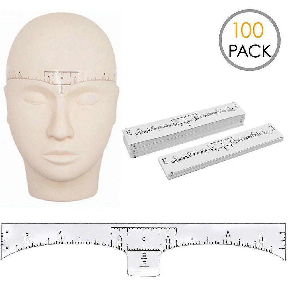 100pcs眉毛定規、使い捨て眉定規接着剤眉毛ステッカーステンシルガイド測定ツール