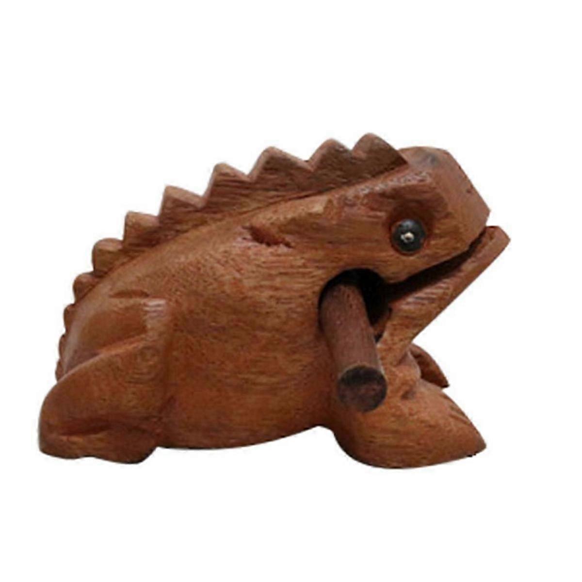 منحوتة Croaking الخشب قرع الموسيقى الصوت الخشب الضفدع نغمة كتلة اللعب حول 12x7x7cm jn