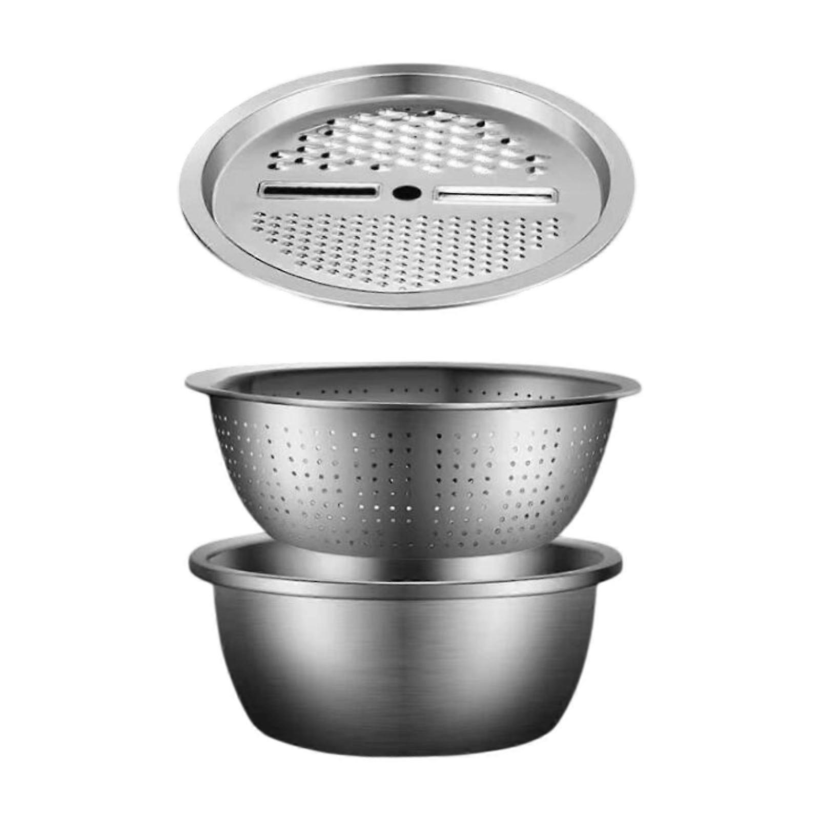 Multifunctional Stainless Steel Basin,Drain Basket Ginger Grater Vegetable